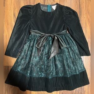 Rare Editions Girls’ Long Sleeve Holiday Dress - Green 4